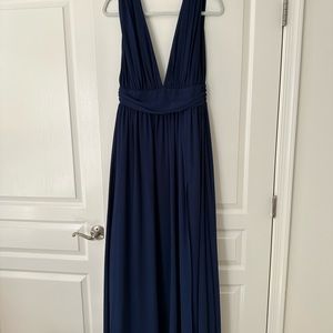 Lulus Heavenly Hues Navy Blue Maxi Dress, Size Large